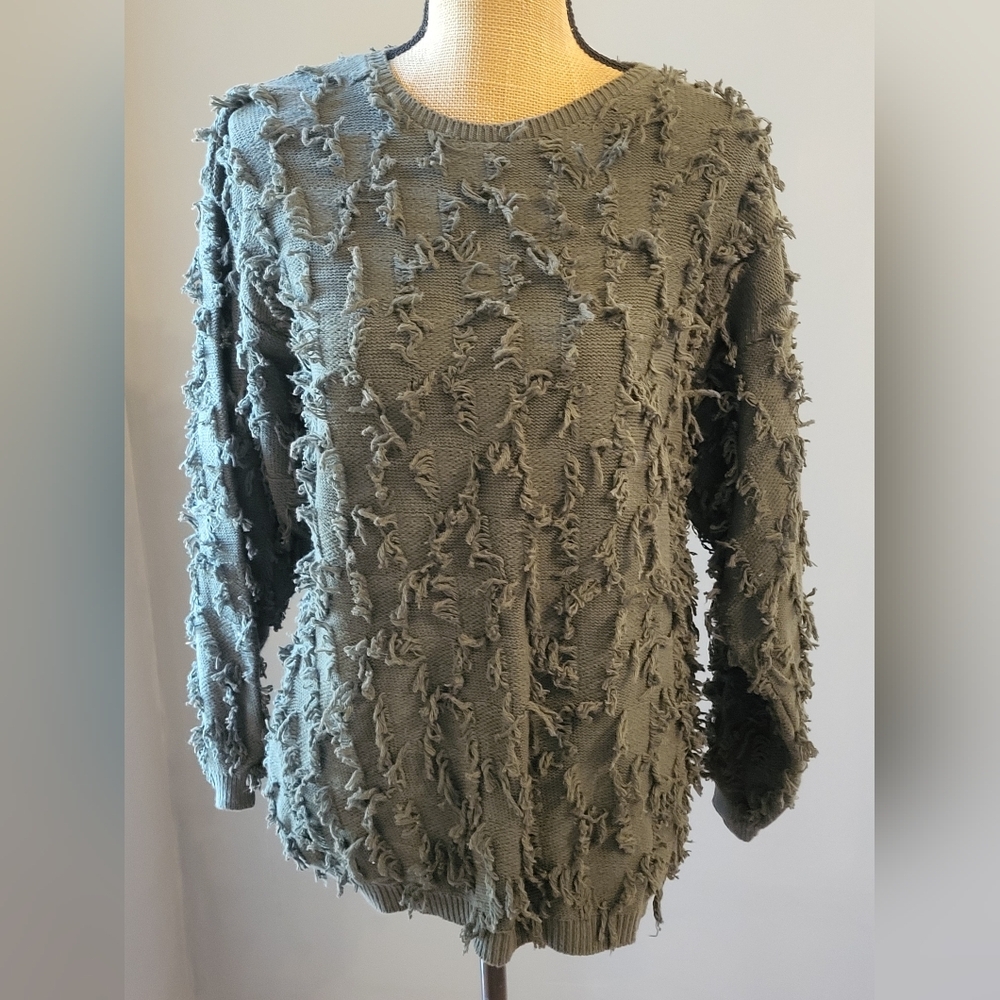Studio Collection Vintage 80s Green Cotton Sweater Medium